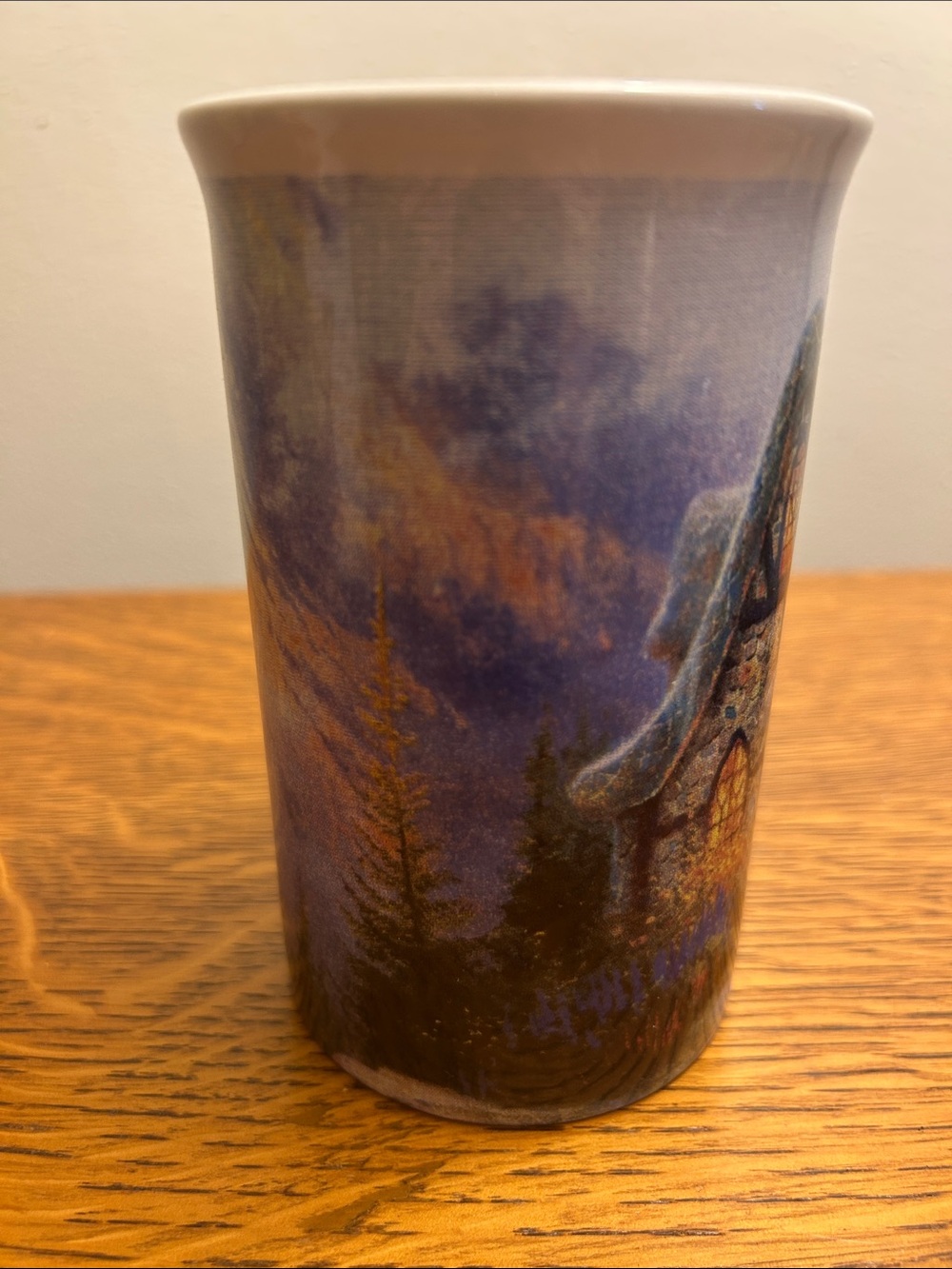 Thomas Kinkade Winter Cottage Mug - Blue, White, Gold - Picture 5 of 9
